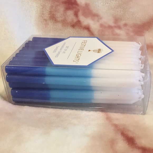 Festive Lights Hanukkah Candle Set of 45 count NWT Variagated Color Bluetowhite - Picture 6 of 10